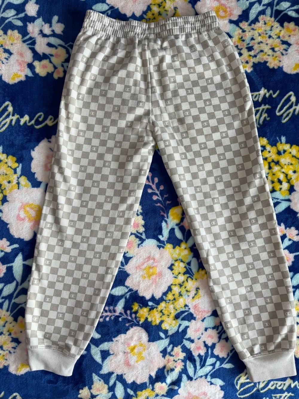 Champion Beige Checkerboard Joggers W/Subtle Logo |GRL 7/8 - (can be unisex)